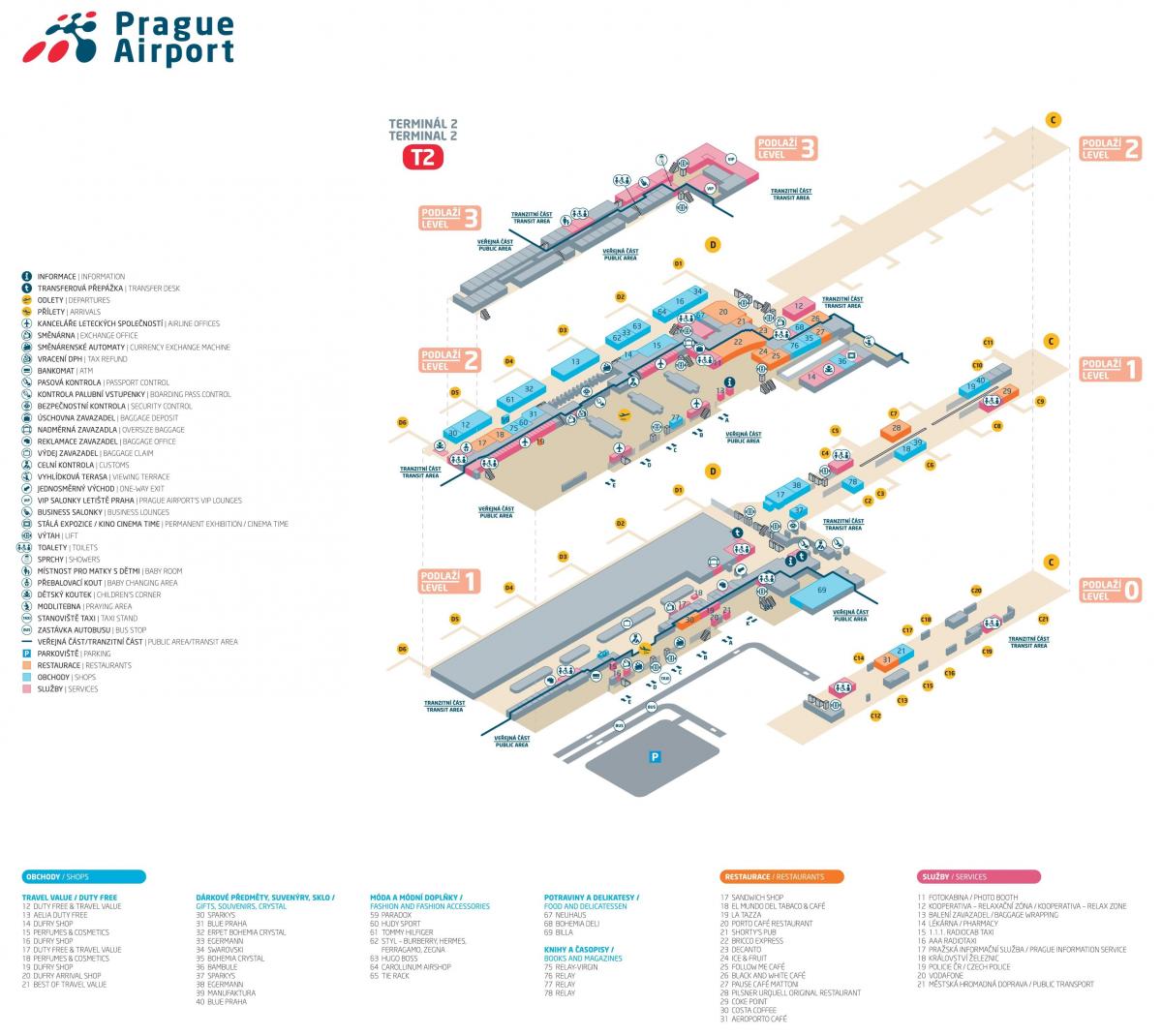 mapa letiště praha, terminál 2