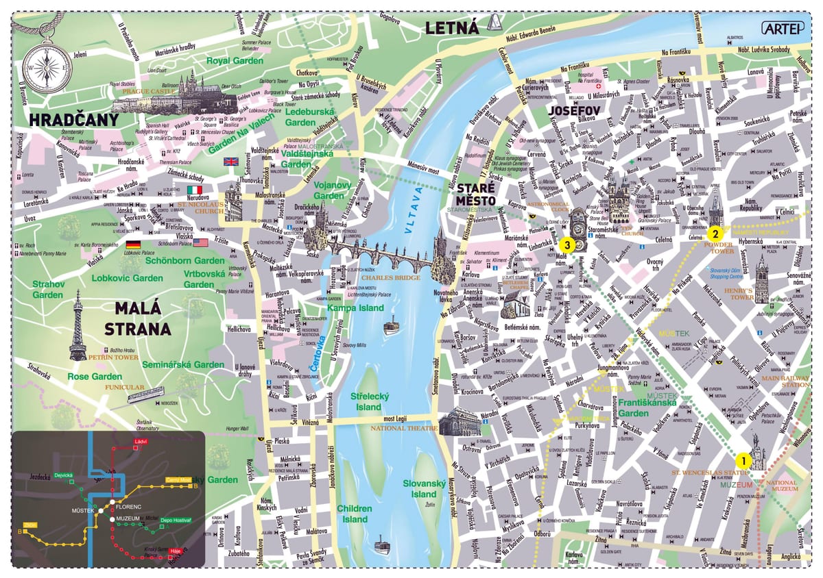 mapa centra prahy