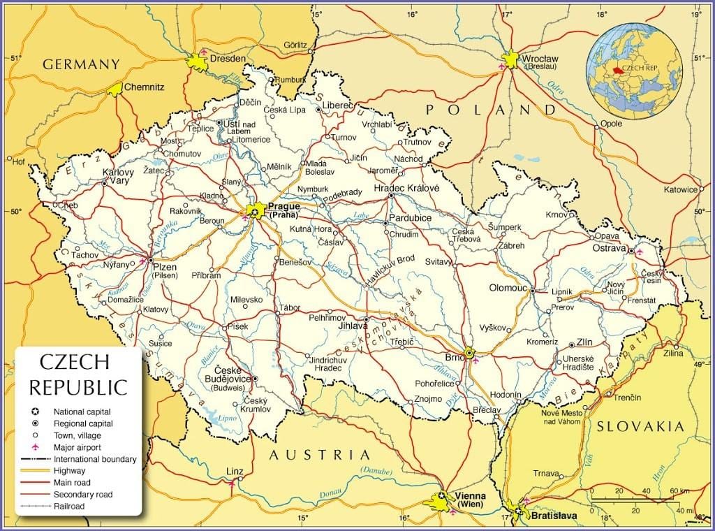 praha, česká republika mapa