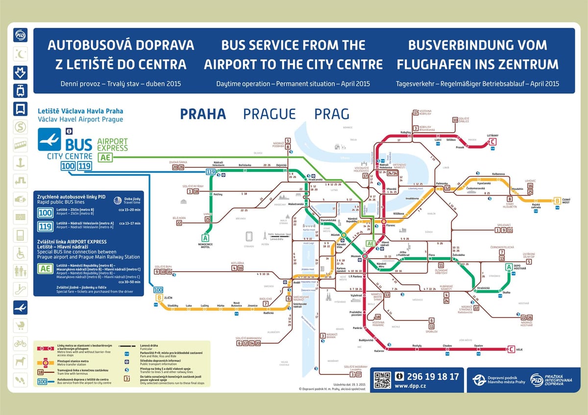 mapa prahy mapa metro letiště