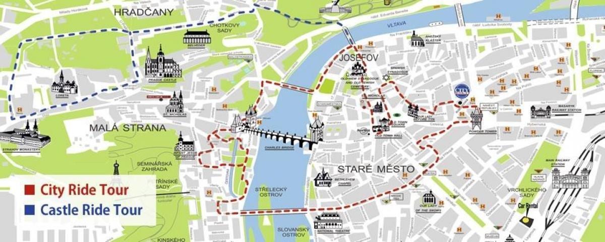 praha chůzi mapě