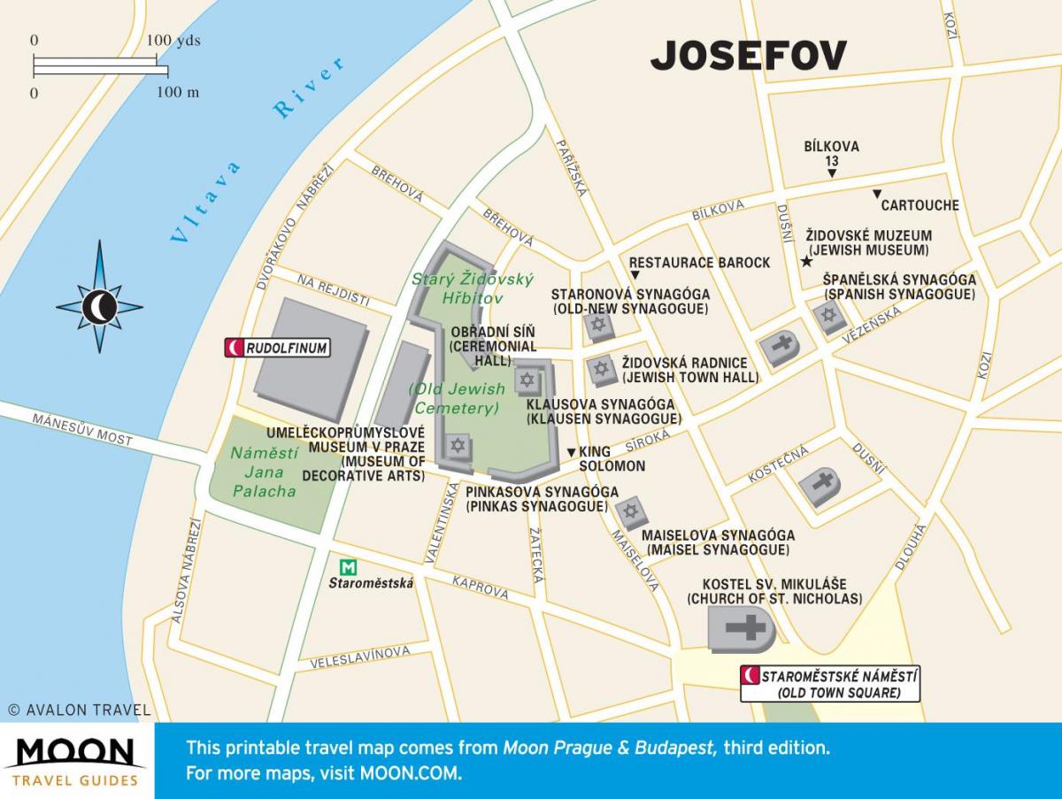 mapa pražské židovské čtvrti